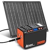 Takki Solar Generator 120W Peak Portable Power Station with 21W Solar Panel 88.8Wh Battery Power Bank with 110V AC Outlet for Camping RV Tent Home Outages Emergency