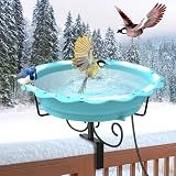 100W Heated Bird Baths for Outdoors, Heated Birdbath Outside Winter, Blue