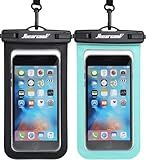 Hiearcool Waterproof Phone Pouch, IPX8 Waterproof Phone Case for iPhone 17/16/15/14 Pro Max, Cell Phone Dry Bag for Beach & Cruise Essentials, Touch Screen, Lanyard Included, 2 Pack (Fits Up to 8.9”)