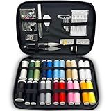 Beginner Hand Sewing Kit with Portable Case – Sewing Supplies for Adults & Kids – 22 Thread Spools, Needles, Scissors, Thimble, Measuring Tape & More – Perfect for Home, Travel & Emergency Repairs