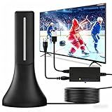2026 Upgraded Indoor Digital TV Antenna, Long Range 360° Reception HD Antenna for Smart TV & All Older TVs, Signal Amplifier Booster 13ft Coax Cable, Supports 4K 1080P 8K VHF UHF Local Channels