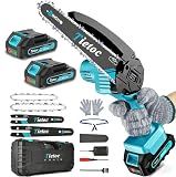 Mini Chainsaw Cordless, 8 Inch & 6 Inch Portable Electric Chainsaw,Battery Powered Handheld Power Chain Saw with 2 Batteries and Auto Oil,Gifts for Father, Dad, Husband, Men
