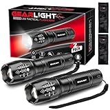 LED Flashlight High Lumens, Mini Tactical LED Flashlight 2 Pack, 5 Modes Zoomable Beam, Battery Powered (Batteries Not Included) for Camping, Hunting, Home & Emergency, Compact Small LED Flashlight