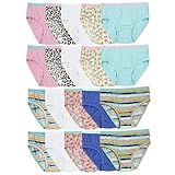Fruit of the Loom Girls' Tag Free Cotton Brief Underwear Multipacks, Brief-20 Pack-White/Stripes/Animal Print, 6