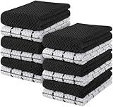 Utopia Kitchen Towels 12 Pack, 15 by 25 Inches, 100% Ring Spun Cotton Super Soft and Absorbent Linen Dish, Tea and Bar Towels Set, Black