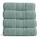 Springtree Home GOTS Organic Cotton Bath Towel Set | 4 Pack | Green