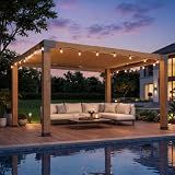 Aoxun 10x12 Cedar Wood Pergola, Outdoor Solid Wooden Pergola Kit