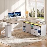 YITAHOME L Shaped Standing Desk with Power Outlets & LED Lights