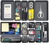 Kutesna 15 PCS Interlocking Desk Drawer Organizer Separator for Office,Bathroom,Kitchen,Makeup（Black）
