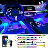DUOFU365 Car Led Light Interior, RGB Dreamcolor Inside Light Music Sync, Under Dash Footwell Automotive Strip Light, 12V Acrylic Strip Light for Vehicle, Truck,Jeep, SUV with Car Charger(1set)