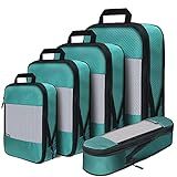 Compression Packing Cubes for Suitcases,5 Set Travel Essentials, Lightweight Luggage Organizer Bags, Travel Cubes for Carry on(Green)