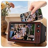 SEANCHEER Retro TV Cell Phone Screen Magnifier HD, 3D Portable Foldable Mobile Phone Magnifier for Movie & Game, Fit for All Smartphones - Gift for Women Mom Wife Men Dad Husband Friends (Brown, 12")