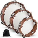 3 PCS Tambourines for Adults with Storage Bag, 6/8/10 in Set