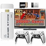 2025 Upgraded Retro Gaming Console Stick Pro, Classic Video Games Stick with 4K HDMI, Built-in 23 Game Emulators, 20000+ Games - Video Gaming Stick with Upgrade Dual 2.4G Wireless Controllers (64G)