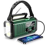 10000mAh Hand Crank Emergency Radio, NOAA Weather Radio with AM/FM & solar Radio, Rechargeable Battery, Flashlight & Reading Light, SOS Alarm, Compass Cell Phone Charger for Indoor Outdoor Emergencies