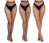 Charmnight Fishnet Stockings for Women, High Waist Fishnet Tights, 3 Pairs