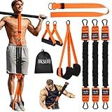 Pull Up Assistance Bands Set,3 Heavy Duty Pull-Up Bar Resistance Bands,Adjustable Weight/Height,Training Equipment with Handle and Foot Rest Unisex for Home & Gym/Muscle/Strength Training（Orange）
