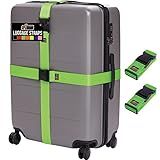 GORILLA GRIP Heavy Duty Adjustable Luggage Straps for Suitcases, Easy to Identify Travel Belt Connector Holds Suitcase Together, Extends Life of Bag, Strap Connects Two Bags, Accessories 2 Pack Green