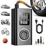 Tire Inflator Portable Air Compressor with Type-C Charging, Digital Pressure Gauge, LED Light, Smart Air Pump for Car, Motorcycle, Bike, Ball