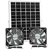 blessny 5.5" Solar 2 Fan Kit for Intake or Exhaust air, Weatherproofed Solar Powered Fans for Outside Chicken Coops, Greenhouses, Shed, Pet House Air Ventilation