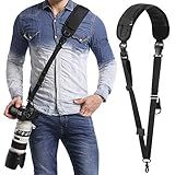 Waka Rapid Camera Neck Strap with Quick Release and Safety Tether, Adjustable Shoulder Sling Strap for Nikon Canon Sony Olympus DSLR - Black