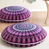 Codi Meditation Floor Pillow Set of 2, Round Large Pillows Seating for Adults, Bohemian Mandala Circle Cushion for Outdoor Fireplace Yoga Living Room, 32 Inch, Memory Foam Added, Purple Orchid NEW