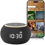 Hotmoon Alarm Clock with Sound Machine for Sleep, Luna Pro Dual-Stage Smart Alarm, 507 Sounds & 10 Healing Frequencies (108-963Hz), Pink Green Brown White Noise for Sleeping Adults Meditation, Plug In