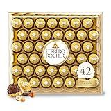 Ferrero Rocher Gourmet Hazelnut Milk Chocolate Valentine's Day Gift Box, 42 Individually Wrapped Chocolates for Gifting, 18.5 oz