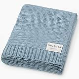 Bleu La La - 100% Organic Cotton Heritage Knit Textured Baby Quilt Blanket for Boys – Signature Heritage Knit, Soft Breathable Newborn Baby Blanket (Heritage - Sky Blue)