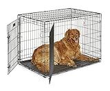 MidWest Homes for Pets 42-Inch iCrate for Large Breeds, 71-90 lbs, Double Door Folding Dog Crate with Divider Panel, Leak-Proof Tray & Secure Latches, Portable, Durable & Easy to Assemble