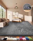 Ophanie Area Rugs for Living Room Bedroom, Washable Non-Slip Fluffy Soft Grey Shag Carpet, Indoor Floor Gray 4x6 Fuzzy Shaggy Living Room Plush Rug for Kids Home Dorm Decor Aesthetic