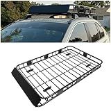 ECOTRIC 59" x 39" x 5.1" Universal Adjustable Roof Rack Cargo Carrier Basket with Extension Heavy Duty Steel Car SUV Top Luggage Storage Holder Basket for Travel 250LBS Weight Capacity