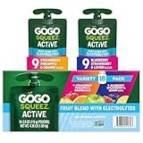 GoGo squeeZ No Sugar Added Active Fruit Blend with Electrolytes| 18-Count Variety Pack | Blueberry Strawberry Lemon & Strawberry Pineapple Orange | Made with Real Fruit and Antioxidants Vitamin A, E, & C