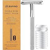 ASIPRO Safety Razor for Men & Women with 10 Double Edge Safety Razor Blades Reusable Double Edge Razor Single Blade Razors for Women & Men Kit Gift Metal Razors Stainless