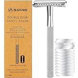 ASIPRO Safety Razor for Men & Women with 10 Double Edge Safety Razor Blades Reusable Double Edge Razor Single Blade Razors for Women & Men Kit Gift Metal Razors Stainless