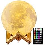 GDPETS Moon Lamp, 16 Colors Moon Night Light with Stand & Remote &Touch Control and USB Rechargeable Decorative Light Up Moon Lamp for Baby Kids Lover Birthday Party Gifts(4.8 inch)