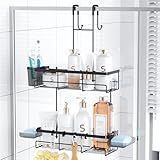 Aitatty Over the Door Shower Caddy Hanging: Black Rustproof Shower Organizer over the Door - No Drilling Bathroom Rack for Inside