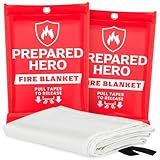 Prepared Hero Emergency Fire Blanket - 2 Pack - Fire Suppression for Kitchen, 40” x 40” Fiberglass Fire Blanket for Home