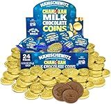 Manischewitz Milk Chocolate Gold Coins, Hanukkah Gelt (24 Mesh Bags) Individually Wrapped Perfect for Chanukah | St. Patrick’s Day Chocolate | Gluten Free | Kosher (Cholov Yisroel) | For Holidays | Assorted Sizes