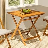 IDZO Legolas FSC Acacia Wooden Folding Table, Heavy Duty 270lbs Capacity, Elegant & Rustic Design for Garden, Backyard, Porch, Patio, Easy Assembly