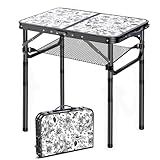 Outdoor Side Table, Portable 3 Adjustable Height Small Outdoor Folding Table, Aluminum Foldable Patio Side Tables for Outside Indoor, Plant Stand Coffee End Table for Pool, Porch,Garden, Balcony