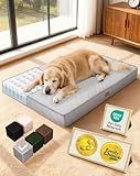 OhGeni Orthopedic Waterproof Dog Bed for Extra Large Dogs, Machine-Washable Removable Cover in Easy-Clean Fabric, High Density Foam & Easy-Carry Handle, Suitable for Crate, 41 inch (Gray)