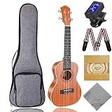 Ranch 21" Sapele Soprano Ukulele, Arched Back, Complete Starter Kit Set