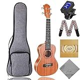 Ranch 21" Sapele Soprano Ukulele, Arched Back, Complete Starter Kit Set