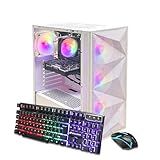 STGAubron Gaming PC Desktop Computer, AMD Ryzen 5 5600GT up to 4.6G, Radeon RX 6500 4G, 16G DDR4, 1T SSD, WiFi 6 & BT 5.2, RGB Fan x4, Windows 11 Home,White
