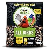 Cool Birds All Birds Wild Bird Seed – 10 lb. Classic Blend with Black Oil Sunflower, White Millet, Safflower, Peanuts & Sunflower Hearts – Balanced Bird Food for Outside Feeders