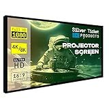 Silver Ticket Products STR Series 6 Piece White 1.1 Gain 120" Diagonal 16:9 Format Projection Screen, Aluminum Frame, Wall Mounted, 109.25x63.625 inches STR-169120