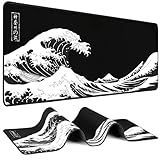 Mouse Pad Gaming - Desk Mat for Keyboard and Mouse - Kanagawa Large Mouse Pad for Desk, Japanese Sea Wave Mousepad (31.5 x 11.8inch) with Non-Slip Base, Desks Pad Mat for Game, Office and Home