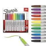 Sharpie Permanent Markers, Fine Tip, 12 Count - Quick Drying, Fade Resistant, Arts & Crafts, Desk, Office Supplies