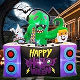 BLOWOUT FUN Halloween Inflatables,6FT DJ Octopus Playing Music on Turntables with Ghost Decoration Built-in LEDs Blow Up Yard Halloween Outdoor Spooky Ghost Decor for Lawn Garden Holiday Party